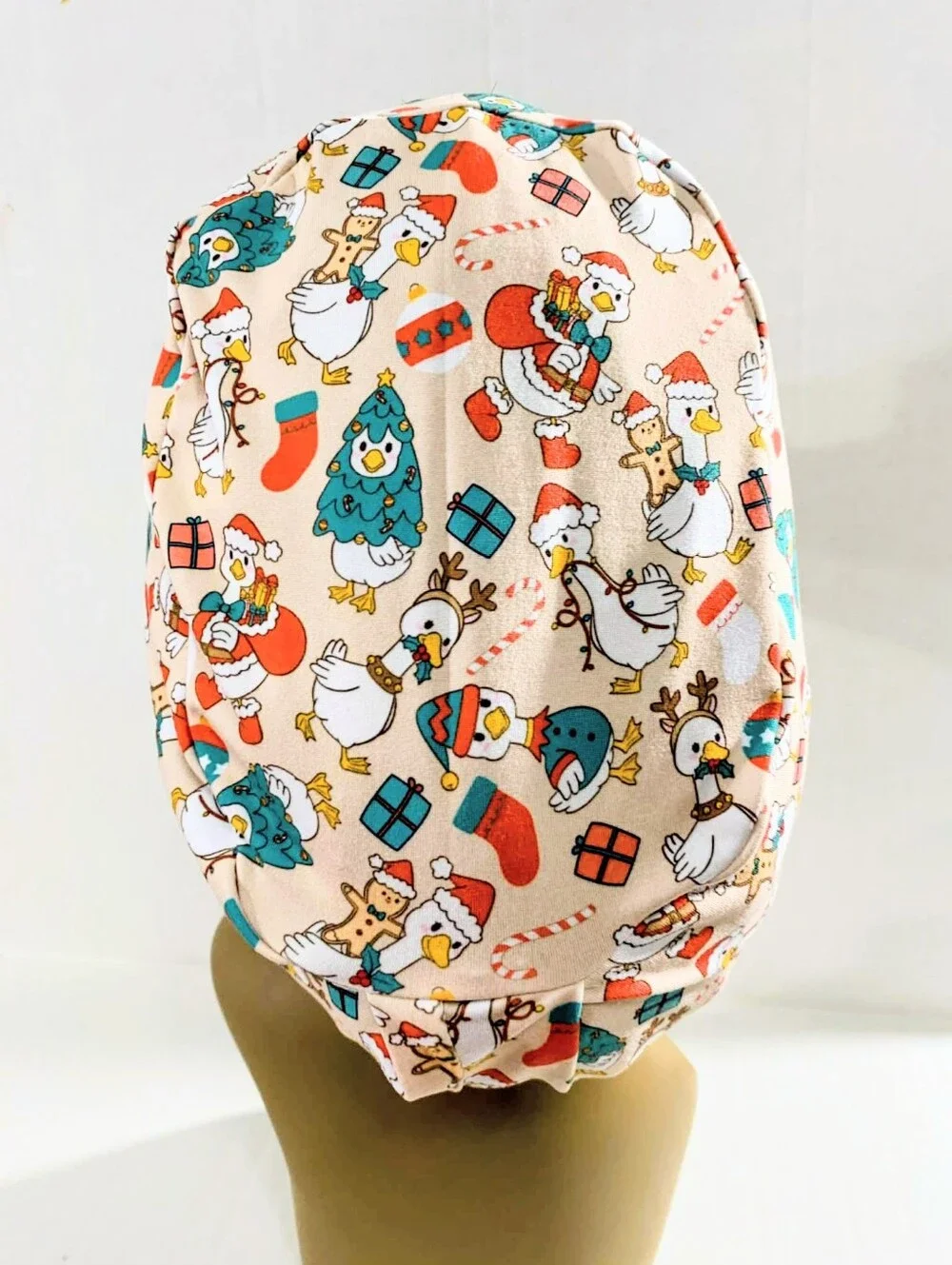 Christmas Geese, Euro Style Scrub Cap, Scrub Cap